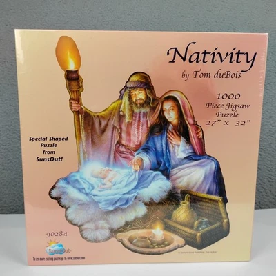 Sunsout Nativity Jigsaw Puzzle 1000 Piece Tom duBois Special Shaped 27"x32" New - Image 1 of 4