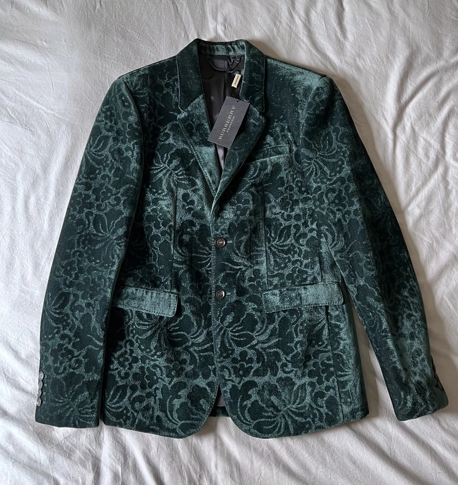 Burberry Prorsum Mens Baroque Velvet Blazer Jacket XS 44 Green Brit Vintage - Image 1 of 4