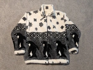 Chaqueta de montaña negra vintage juvenil grande polar años 90 Penguin Fair Isle copo de nieve - Imagen 1 de 8