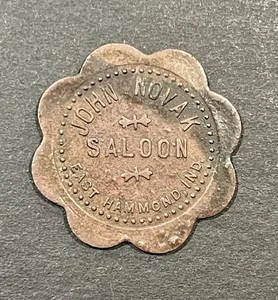Antike 1910er John Novak Saloon, East Hammond, Indiana 5 Cent Medaille Münze - Bild 1 von 2