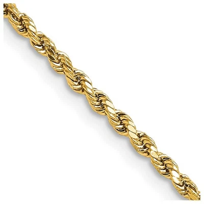 Collar de cadena de cuerda con corte de diamante semisólido de 2,25 mm pulido oro amarillo de 10 k 28" Foto 1 de 4