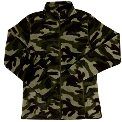 Cabela's Fleece Jacket Sweater Womens L Woodland Camo Hunting Outdoors Full Zip  - Image 1 of 4