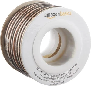 Amazon Basics Cavo Filo per Altoparlanti Calibro 16, 50 Piedi, 50 Piedi, Trasparente - Foto 1 di 4