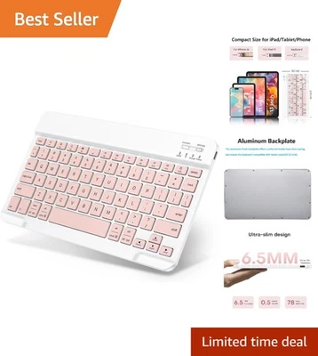 Mini Teclado Bluetooth Ultra Delgado para iPad y Android - Elegante Diseño Rosa Foto 1 de 4