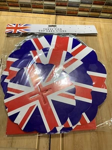 UNION JACK THREE TIER CUPCAKE STAND BNIP CORONATION AFTERNOON TEA - Picture 1 of 4