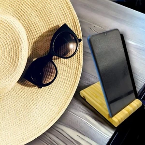 📱 Support téléphone compact en bambou | Station d'accueil horizontale | Support mobile écologique 🌿 - Photo 1/6