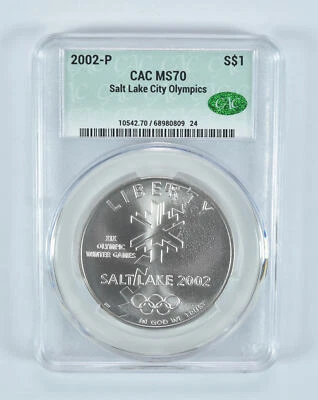 2002-P Winter Olympics Commemorative Silver Dollar MS70 CAC - Image 1 of 4