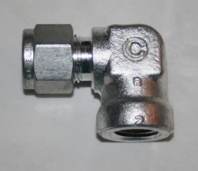  3/8" Tube x 1/4" FNPT  Carbon Steel Elbow Swagelok Crawford S-600-8-4  - Image 1 of 4