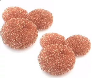 6 x Copper Coated Scourer Heavy Duty Kitchen Pots Pans Scrubber Cleaning Fast - Picture 1 of 3