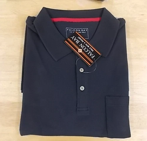 Polo de piqué de bolsillo Falcon Bay para hombre, negro, talla M-8X camisas grandes y altas para hombre Foto 1 de 1