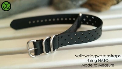 Bracelet de montre noir style militaire tropical plongeur caoutchouc OTAN 17 mm - 25 mm - Photo 1/4