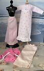 Barbie Doll Clothes: Lot Of 4 Night Gowns, Short Robe, Flannel, Long Slip