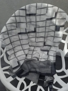NEW Emporio Armani Large Scarf Linen Silk Grey White Black Grid Pattern - Imagen 1 de 5