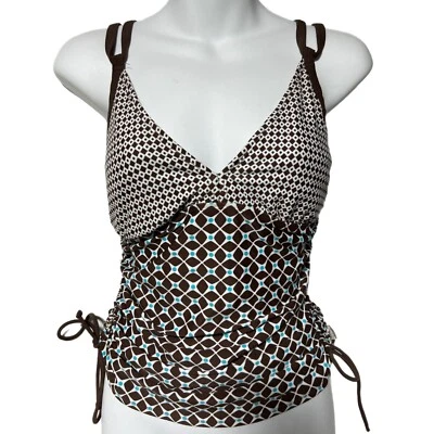 Athleta Brown & Blue Tankini Bathingsuit Swimsuit Top Size 32DD/34D/36C - Image 1 of 4