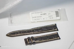 Jaeger LeCoultre OEM NEGRO Cuero Mate con Crema Doble Puntada 21.20mm NUEVO - Imagen 1 de 8