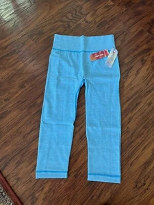 Leggings By Shosho Workout Or Everyday Wear. Blue With Fold Down Top . - Picture 1 of 11