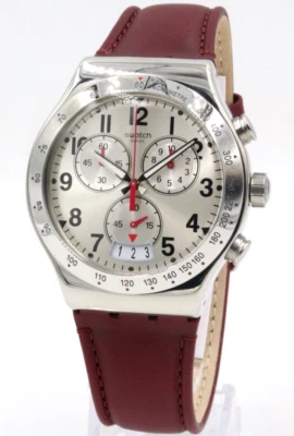New Swiss SWATCH Irony DESTINATION ROMA Chrono Leather Watch 44mm YVS431 $190 - Image 1 of 4