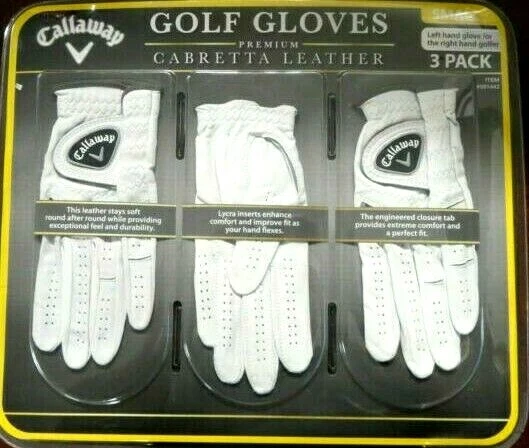 Callaway Golf Gloves Premium 3-Pack Cabretta Leather Small New sealed