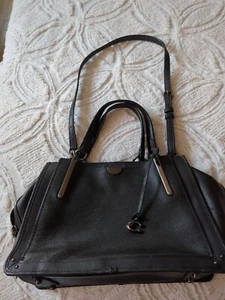 Coach Dreamer 36 38550 Black Pebble Leather Satchel Bag Purse Women - Picture 1 of 12