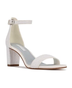 Nine West Women's Pruce Block Heel Dress Sandals, Pear Glitter Size 7.5M - Picture 1 of 5
