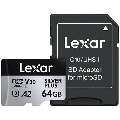 MicroSD Lexar 64GB Plus A2 V30 silver - Immagine 1 di 3