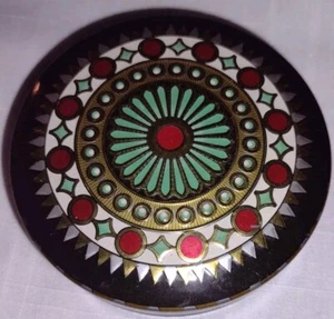 BARET WARE MINIATURE CONTAINER TIN WITH LID BLACK DECORATIVE MADE IN ENGLAND 3" - Picture 1 of 11