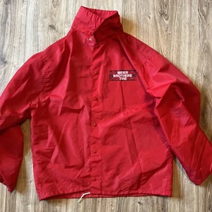 VTG 1970s Meier Brother's Tire Red Pla-Jac Dunbrooke L Large Jacket Raincoat - Picture 1 of 4