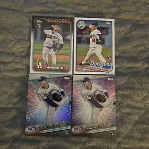 Tarjeta de novato 2024 Topps Serie 2 Yoshinobu Yamamoto #552 RC + 89 retro + 2 estrellas - Imagen 1 de 2