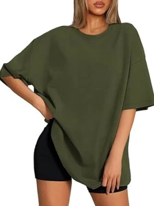 Womens Oversized T Shirts Loose Fit Crewneck Short Sleeve Tops Summer Casual Blo - Picture 1 of 1