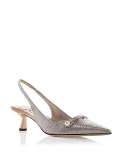 NIB!! Gorgeous Jimmy Choo Women's Amita 45 Slingback Pumps. Size 8 Macaron/ Gold - Picture 1 of 4