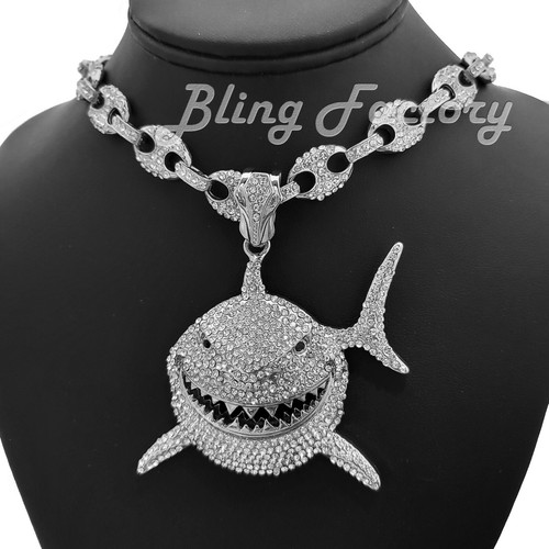 GUCCI Ciondolo Zirconi Cubici Lega Placcato Argento Lega Argento 18" Collana Catena Marina Ghiacciata