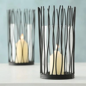 Windlicht Lario Metall Glas schwarz modern 30 cm hoch - Bild 1 von 3