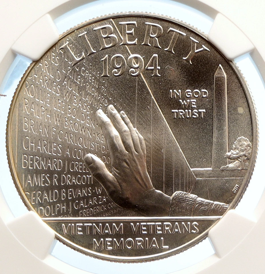 1994 P United States VIETNAM VETERANS MEMORIAL Silver Dollar Coin NGGC i95606 - Image 1 of 4