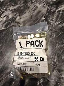 (50)M10 x 1.5 or M10 - 1.5 Nylon Lock Nuts Yellow Zinc Plated class 8 Steel - Picture 1 of 3