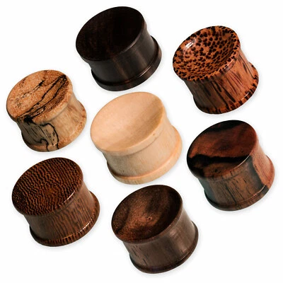Holz Plug Ohr Flesh Tunnel Double Hat  Piercing Ohrschmuck Organic 4-50 mm - Bild 1 von 4