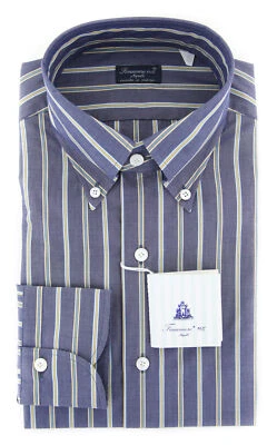 Camisa a Rayas Azul Marino Finamore Napoli - Delgada - (2018030132) Foto 1 de 4