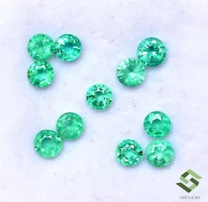 3.75 mm Natural Emerald Round Cut Lot 11 Pcs 2.07 CTS Calibrated Loose Gemstones - Picture 1 of 7