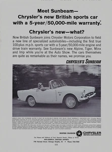 1966 Chrysler Sunbeam Alpine British Car Convertible Couple Original Print Ad - Picture 1 of 2
