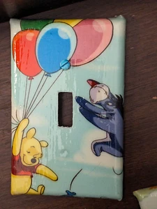 Winnie The Pooh and Gang Single Toggle Switch Cover & 1 Outlet Kites Balloons - Picture 1 of 7