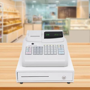 Caja con cajón de caja registradora electrónica con pantalla LED con llave para venta minorista restaurante TPV - Imagen 1 de 16