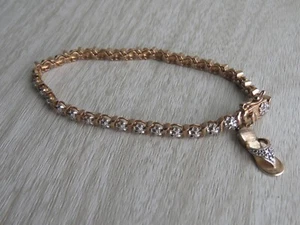 Pulsera Tenis Vermeil Oro 925 De Colección Sandalia Chanclas Dije Pulsera 7.5" LEER - Imagen 1 de 23