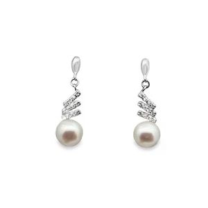 925 Sterling Silver & Freshwater Pearl Dangly Drop Earrings RRP£41 s5033 BOXED - Picture 1 of 4
