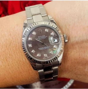 Ladies Rolex Datejust 18k White Gold Mother of Pearl Diamond Dial Oyster 179179 - Picture 1 of 4