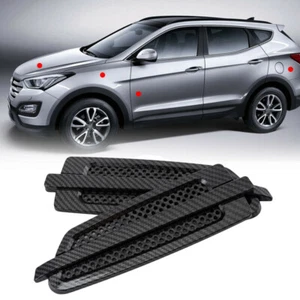 2Pcs Carbon Fiber Car Side Air Flow Vent Fender Cover Hole Decoration Sticker - Picture 1 of 12