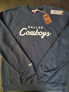 New Dallas Cowboys Mitchell & Ness Fleece Club Crew Sweatshirt Navy Size 5XL