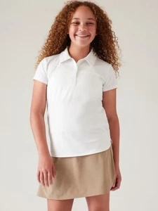 ATHLETA Polo S/S Top - White - NWT Girls 8/10 - Picture 1 of 3