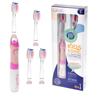 Kids Sonic Toothbrush SEAGO Pink 3 Heads SG-977 - Image 1 of 4