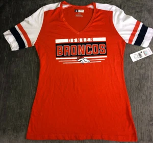 Denver Broncos Short Sleeve V Neck Tee Womens Size Medium 10/12 New With Tags - Picture 1 of 3