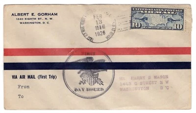C7 Map FDC 10c Airmail 1926 FDC CAM 6W3b Ford Flight Cleveland - Detroit - Image 1 of 2