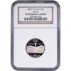 2007-S Clad Utah State Quarter - Proof ~ NGC PF 69 ULTRA CAMEO - Picture 1 of 2